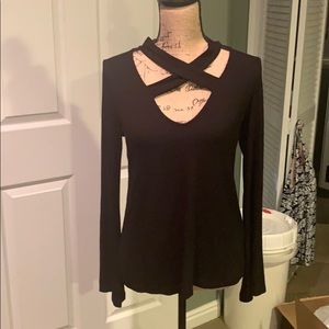 NWT cross neck ribbed top M